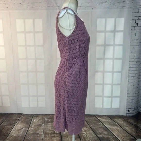 Maeve Anthropologie lavender Purple Lace Sleeveless sheath Dress Size 4 - Picture 6 of 9
